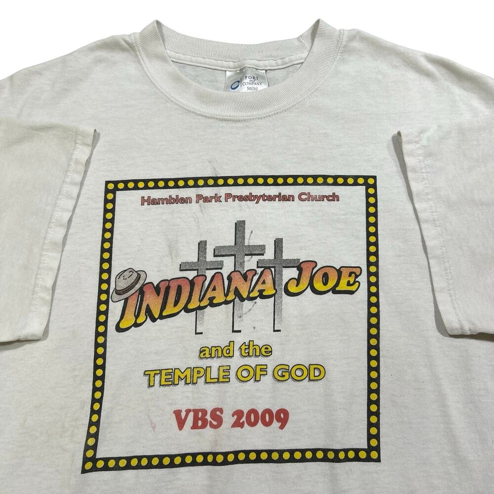 Vintage Jesus Tee Indiana Jones Parody T-Shirt Men’s Medium Y2K 2009